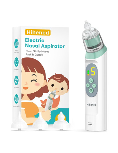 Aspirador Nasal Eléctrico Hihened para Bebés Verde con 3 Puntas
