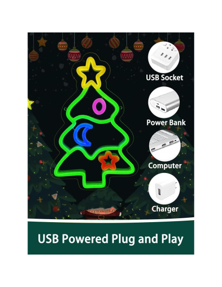 Luz de Neón LED Árbol de Navidad Pedaiah 32.3x22 cm USB Luz de Neón LED Árbol de Navidad Pedaiah 32.3x22 cm USB
