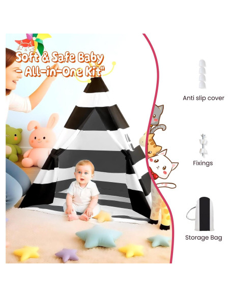 Tienda Teepee para Niños xiaowantong Rayas Negras 2.78 kg Tienda Teepee para Niños xiaowantong Rayas Negras 2.78 kg