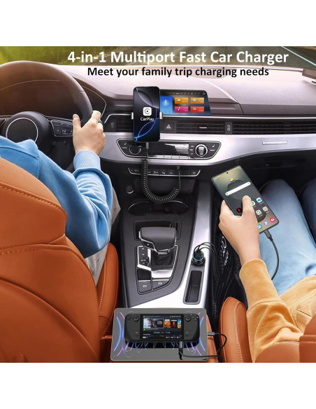 Cargador de Coche USB-C 65W Bangfun con Pantalla de Voltaje Cargador de Coche USB-C 65W Bangfun con Pantalla de Voltaje