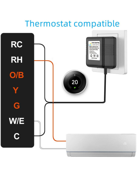 Adaptador de Timbre de 24V XZGM 5m Negro Compatible Nest Adaptador de Timbre de 24V XZGM 5m Negro Compatible Nest