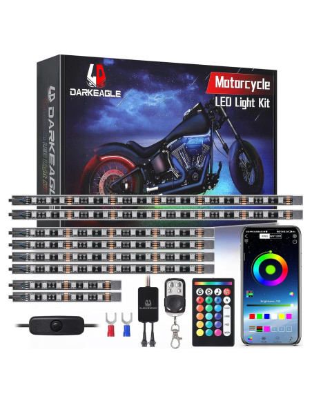 Kits de luces LED RGB 8 piezas LD DARKEAGLE para motocicleta Kits de luces LED RGB 8 piezas LD DARKEAGLE para motocicleta