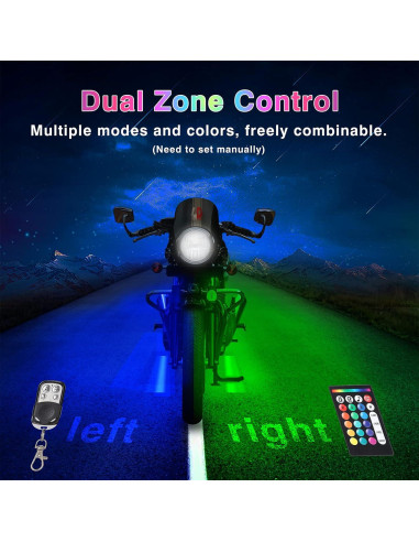 Kits de luces LED RGB 8 piezas LD DARKEAGLE para motocicleta