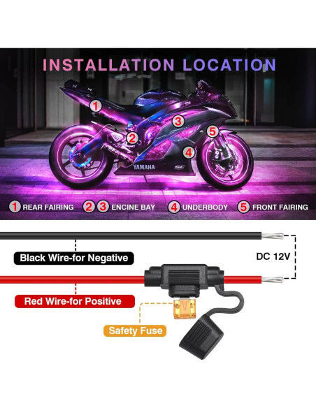 Kits de luces LED RGB 8 piezas LD DARKEAGLE para motocicleta Kits de luces LED RGB 8 piezas LD DARKEAGLE para motocicleta