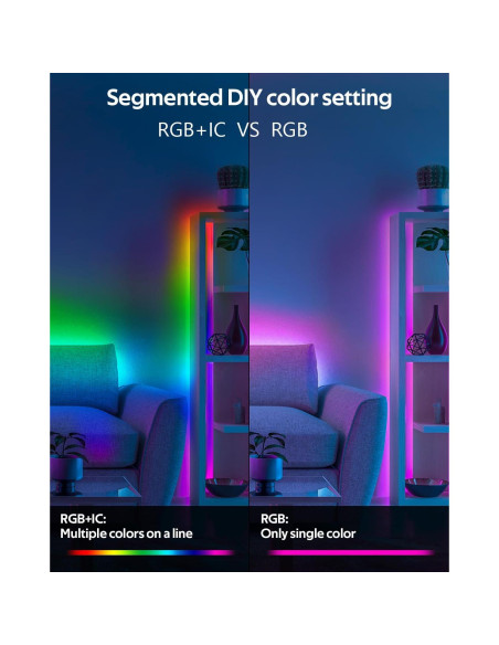 Tira LED RGB IC 5M Aclorol con Control APP y Sincronización de Música Tira LED RGB IC 5M Aclorol con Control APP y Sincronización de Música