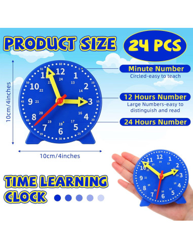 Kit de Reloj de Enseñanza Batiyeer 24 Piezas 10 cm Azul