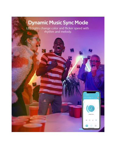 Tira LED RGB IC 5M Aclorol con Control APP y Sincronización de Música