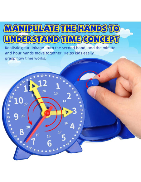 Kit de Reloj de Enseñanza Batiyeer 24 Piezas 10 cm Azul Kit de Reloj de Enseñanza Batiyeer 24 Piezas 10 cm Azul