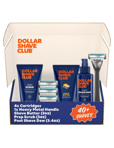 Set de Afeitado Premium Dollar Shave Club | 4 Recargas, Mango Heavy Metal, Exfoliante y Mantequilla