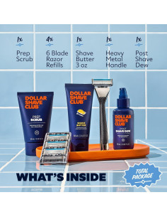 Set de Afeitado Premium Dollar Shave Club | 4 Recargas, Mango Heavy Metal, Exfoliante y Mantequilla 2