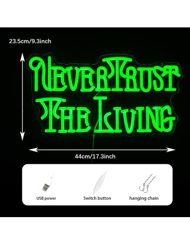 Letrero de Neón Verde Dimmable Nunca Confíes en el Vivo 43.9cm