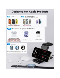 HATALKIN Estación de Carga Inalámbrica 3 en 1 para Apple 2