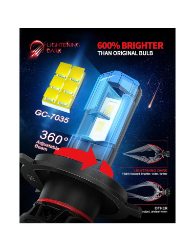 Bombillas H4 9003 LIGHTENING DARK Luz de Niebla 600% Brillante