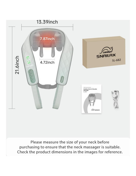 Masajeador de Cuello Shiatsu Inalámbrico Snailax SL-682 con Calor Masajeador de Cuello Shiatsu Inalámbrico Snailax SL-682 con Calor