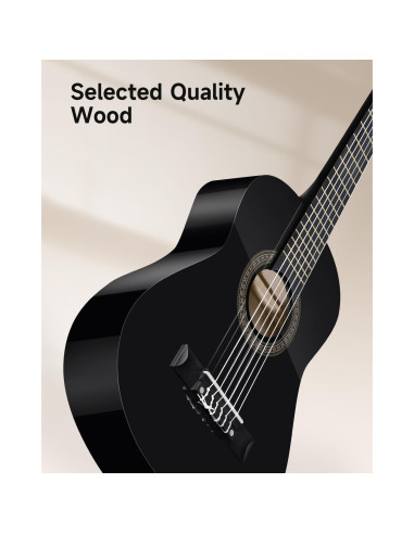 Guitarra Acústica Moukey 30" para Niños Principiantes - Negro