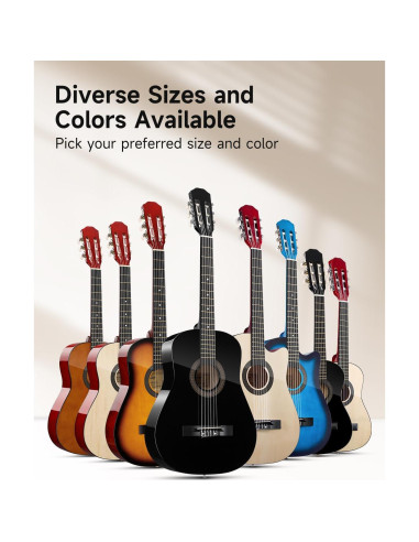 Guitarra Acústica Moukey 30" para Niños Principiantes - Negro