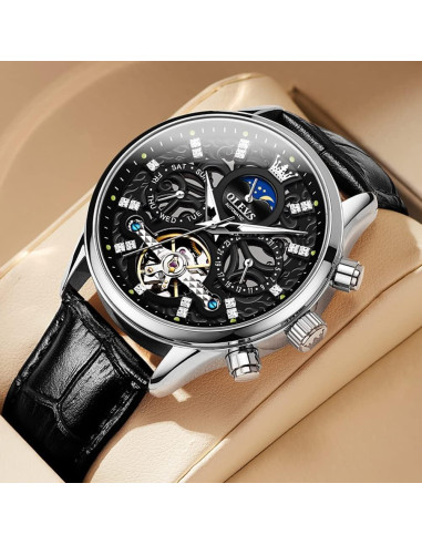 Reloj Esqueleto Automático OLEVS GX-S-G6658HP-BH Cuero Negro