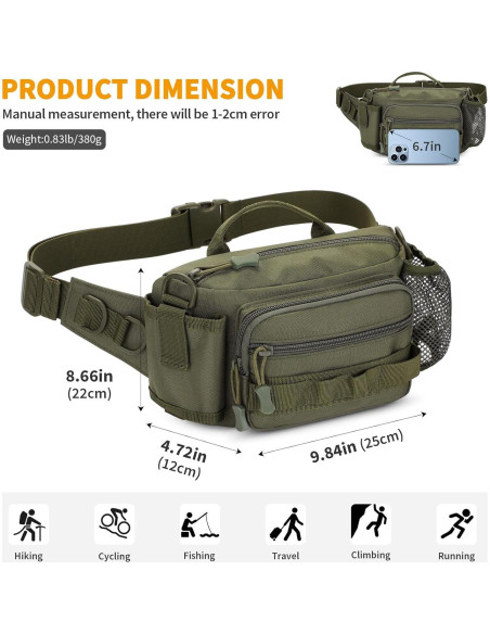 Bolsa de Cintura Táctica CamGo Verde Militar 25x14x9cm Bolsa de Cintura Táctica CamGo Verde Militar 25x14x9cm