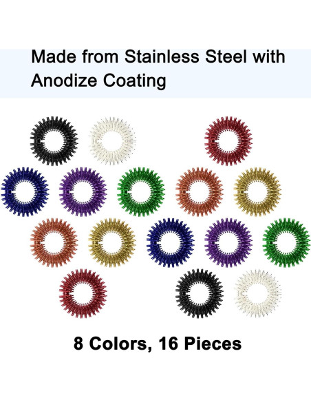 Anillos Sensoriales Espinosos Wisdompro - Paquete de 16 Colores Anillos Sensoriales Espinosos Wisdompro - Paquete de 16 Colores