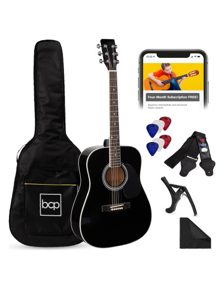 Guitarra Acústica Completa 41" Negra con Accesorios Incluidos Guitarra Acústica Completa 41" Negra con Accesorios Incluidos