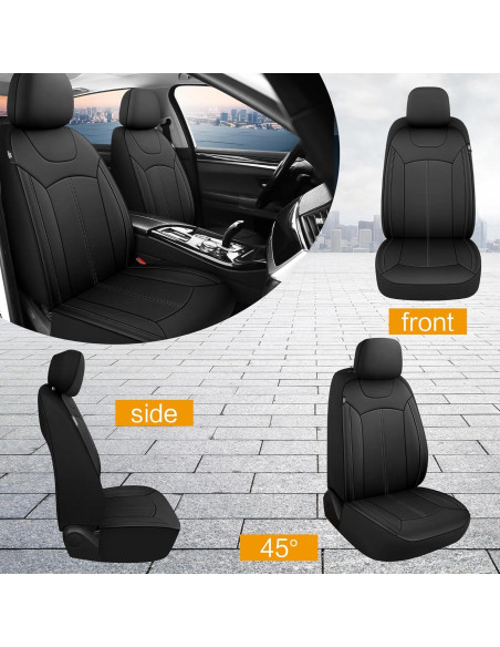 Cubiertas de Asientos de Coche de Cuero Premium Pariiaotin - Negro Cubiertas de Asientos de Coche de Cuero Premium Pariiaotin - Negro