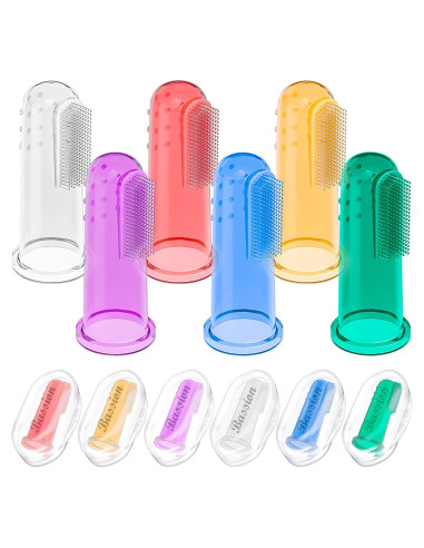 Juego de Cepillos de Dientes para Bebés Bassion 6 Piezas Silicona