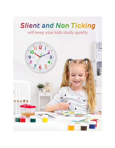 Reloj de Pared Silencioso Lantoo 20.32 cm para Niños