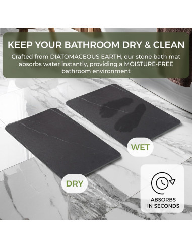 Alfombra de Baño Solacea de Piedra Diatomácea 60x39 cm Negro