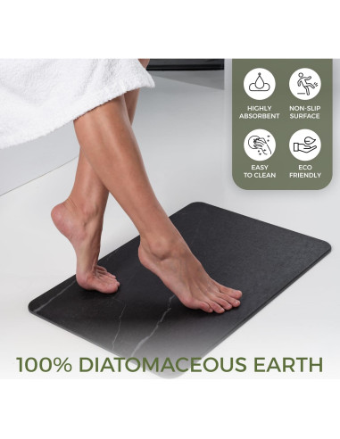 Alfombra de Baño Solacea de Piedra Diatomácea 60x39 cm Negro