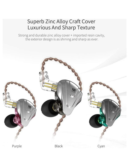 Auriculares In-Ear KZ ZSX HiFi 1DD+5BA Aislante de Ruido Negro Auriculares In-Ear KZ ZSX HiFi 1DD+5BA Aislante de Ruido Negro