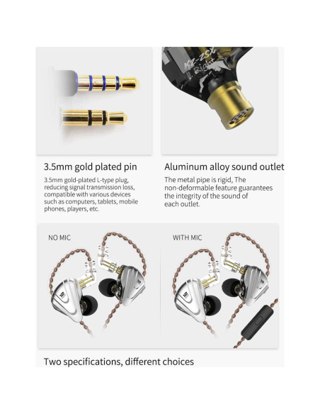 Auriculares In-Ear KZ ZSX HiFi 1DD+5BA Aislante de Ruido Negro Auriculares In-Ear KZ ZSX HiFi 1DD+5BA Aislante de Ruido Negro