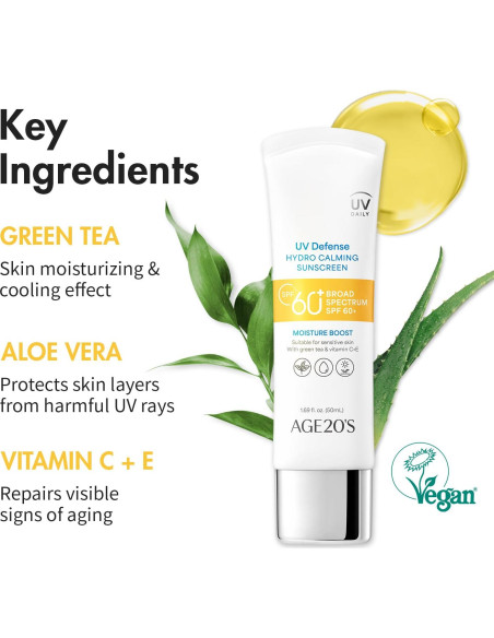 AGE20'S Protector Solar Hidratante SPF 60+ Té Verde Aloe Vera 50ml AGE20'S Protector Solar Hidratante SPF 60+ Té Verde Aloe Vera 50ml