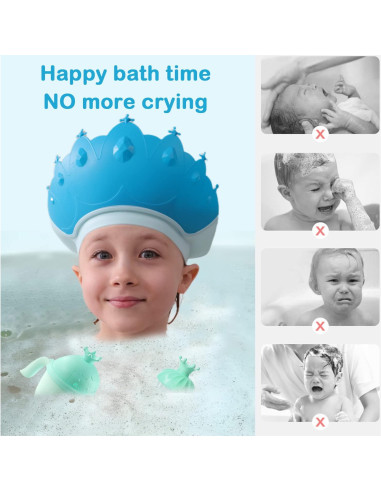 Gorro de Ducha para Bebé Thcbme Azul Ajustable 0-9 Años