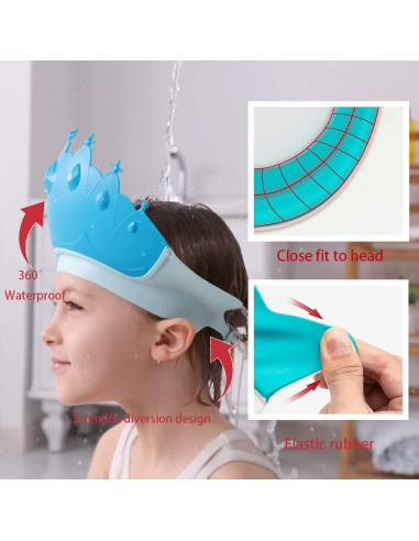 Gorro de Ducha para Bebé Thcbme Azul Ajustable 0-9 Años