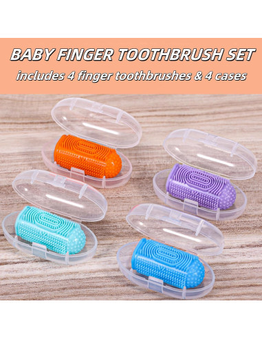 Cepillo de Dedo para Bebés NFSVLB 4 Pcs Silicona Suave 6-36 Meses