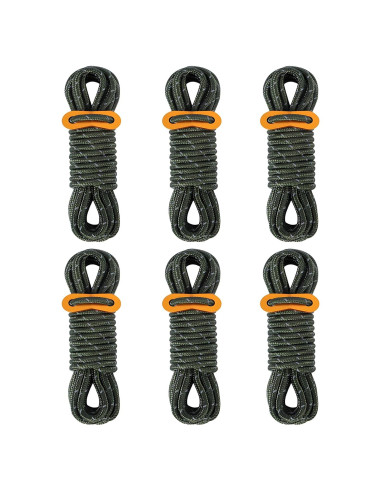 Cuerdas de Camping CONBOLA 5mm 6 Pack con Tensionador Aluminio