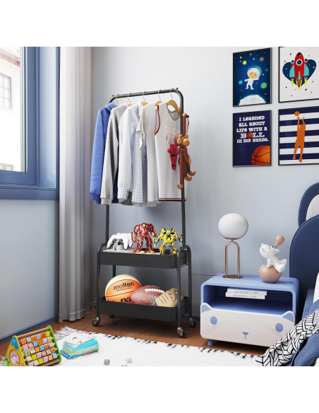 Perchero con Ruedas KINGRACK para Niños, Negro, 148.6 cm Perchero con Ruedas KINGRACK para Niños, Negro, 148.6 cm