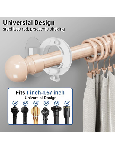 Soportes de Varilla de Cortina Adhesivos Havenest 6 Pcs Blanco