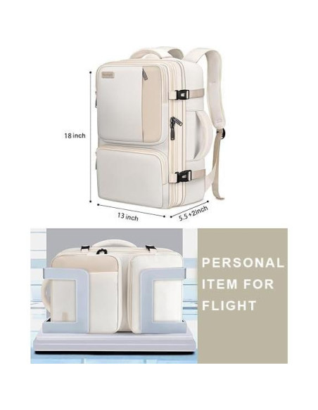 Mochila Expandible Vancropak 40L Aprobada Aerolínea Beige Mochila Expandible Vancropak 40L Aprobada Aerolínea Beige
