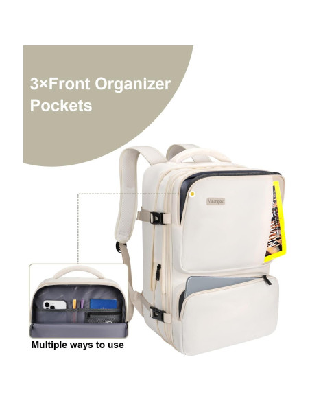 Mochila Expandible Vancropak 40L Aprobada Aerolínea Beige Mochila Expandible Vancropak 40L Aprobada Aerolínea Beige