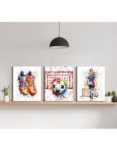 Arte en Lienzo de Fútbol Enmarcado ZOQIPQO 4 Piezas 20x25cm