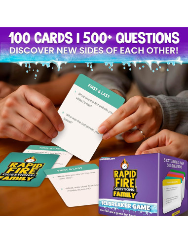 Juego de Cartas de Conversación QUOKKA Familiar Premium - 500 Preguntas