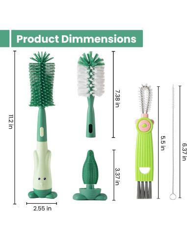 Juego de Cepillos para Biberones Ariseno 5 en 1 Libre de BPA