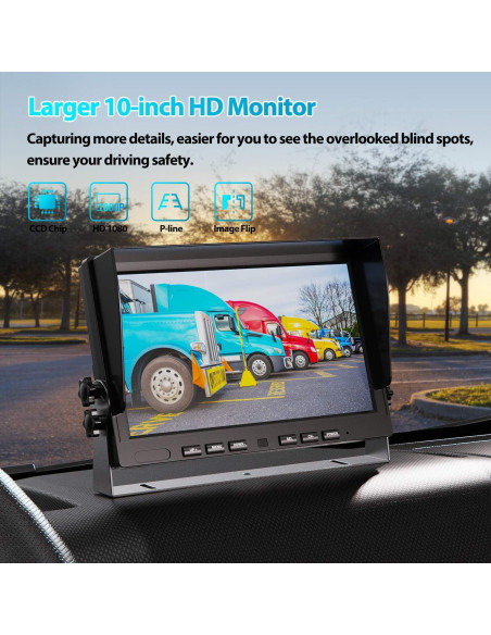 Sistema de Cámara de Respaldo Fookoo 10" HD con Grabación Sistema de Cámara de Respaldo Fookoo 10" HD con Grabación