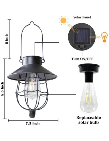 Linterna Solar Colgante YAKii 2 Paquete Metal Impermeable