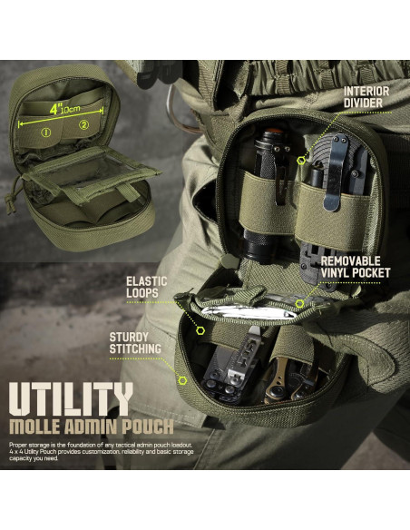 Paquete de 2 Bolsas Molle Pequeñas RXW 4x4 Nylon Verde Militar Paquete de 2 Bolsas Molle Pequeñas RXW 4x4 Nylon Verde Militar