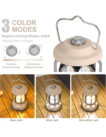 Linterna de Camping LED SEAMAGIC Retro Blanca 2000mAh Linterna de Camping LED SEAMAGIC Retro Blanca 2000mAh