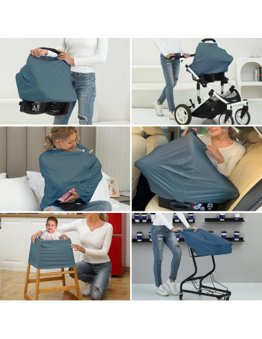 Funda de Asiento de Coche Meetjoy para Bebés - Rayón Suave Azul