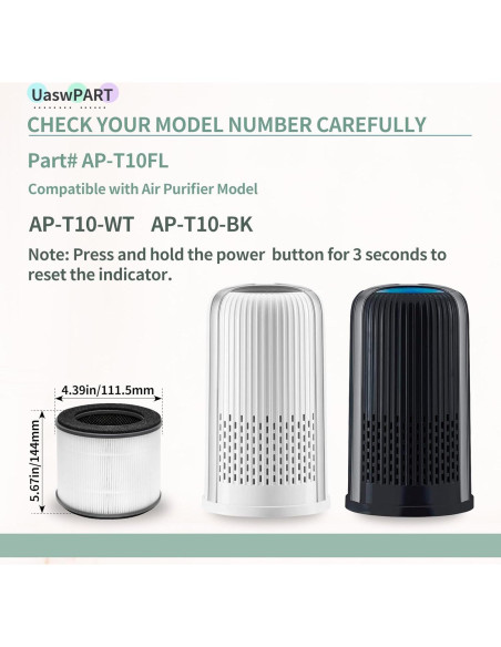Filtro de Reemplazo UaswPART AP-T10FL para Purificador HoMedics Filtro de Reemplazo UaswPART AP-T10FL para Purificador HoMedics