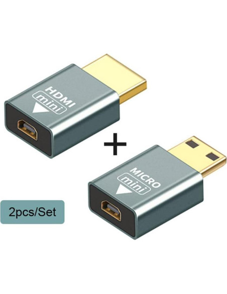 Adaptador Micro HDMI Hembra a Mini Macho y HDMI 1.4 4K xiwai Adaptador Micro HDMI Hembra a Mini Macho y HDMI 1.4 4K xiwai